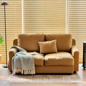 보루네오 몽글라떼 2인용 가죽소파, 라이트 카멜 베이지