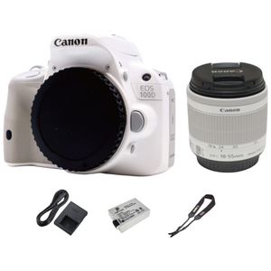 캐논 EOS 100D+18-55mm렌즈 +64GB+가방+리더기+청소세트 메모리 패키지 입문용 DSLR카메라 풀패키지, 카메라 색상 화이트 기본 구성품만