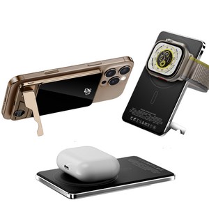 iBio 이비오 초슬림 고속충전 맥세이프 보조배터리 빌트인 거치대, 데저트골드