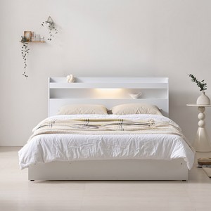 [수도권 지정배송] 아너스 LED 일반형 슈퍼싱글/퀸 침대프레임 (매트제외), 화이트