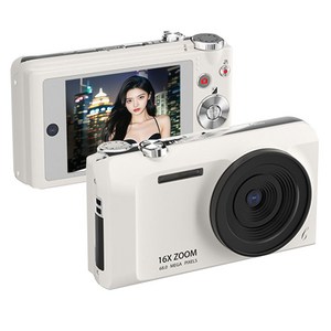 MOKIN S11 빈티지 미니 디지털 카메라 4K DH 6400W 픽셀 + 64GB sd카드, 화이트