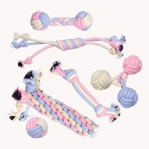 리스펫 강아지 파스텔러버 터그놀이 로프 장난감 6종 세트