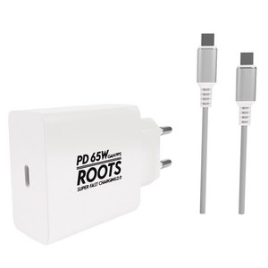 루츠 65W Gan PD PPS C타입 국내생산 초고속 충전기 + C to C 100W 5A E Marker 1.5M 케이블포함, 화이트, 1개