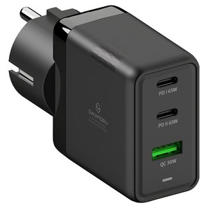 신지모루 O PD GaN 65W 접지 3포트 초고속 충전기, 블랙, 1개