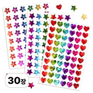 로멀리 홀로그램 스티커 플라워 하트 별