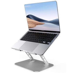 세미 프리미엄 접이식 노트북 거치대 높이 조절 미끄럼 방지 탄소강 컴퓨터 거치대 노트북 스탠드, 1개, 실버