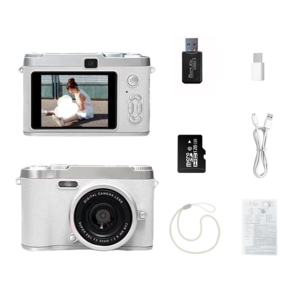 SMABAT 감성 디지털 카메라 듀얼 디지털 카메라 셀카 렌즈 내장 플래쉬 128G SD카드 포함