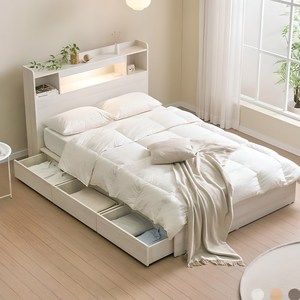 보루네오 코코 LED 3서랍 수납 침대 프레임 D