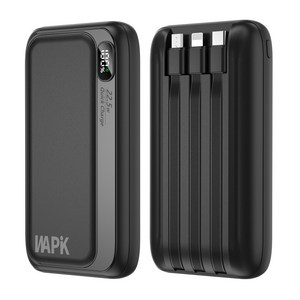 와피크 PD 22.5W 고속충전 일체형 보조배터리 M1 10000mAh 파워뱅크, 블랙