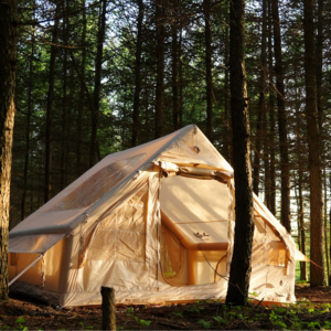 4-8인용 인플레이터블 캠핑 텐트 - 퀵설치 에어텐트, 4계절 방수 휴대용 아웃도어 텐트 (스토브 잭 포함), 메쉬 창문 & 도어, 초대형 캐노피 리빙룸 설계로 캠핑 및 야외 활동, 카키색