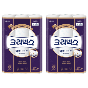 크리넥스 3겹 데코 앤 소프트 화장지, 27m, 30개입, 2개