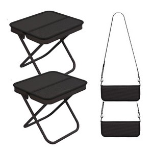 일상가 탄소강 휴대용 크로스백 파우치형 포켓형 초경량 캠핑 접이식 의자, 2개, 블랙