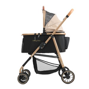 MILA&LOUIS 2025최신 강아지 유모차 애견유모차 원터치 퀵폴딩 강아지유모차 분리형 프리미엄 소중형견 접이식 개모차, 골드, 1개