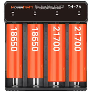 POWERKAN 리튬이온건전지 전용충전기 3.7V리튬이온 D4-26 과충전방지 LED표시 파워칸 배터리 충전기, 1개