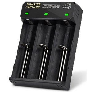 몬스터파워 3구 배터리 충전기 18650 21700 26650 C타입 리튬이온 대륙의실수, 1개