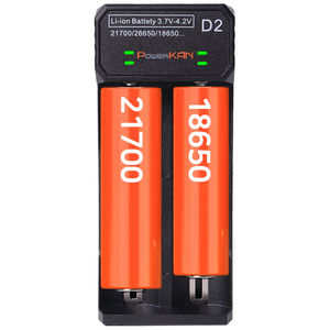 POWERKAN 파워칸 배터리 충전기 리튬이온 3.7V D2 건전지 밧데리 충전 18650 26650 과충전방지, 1개
