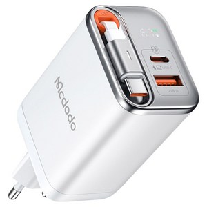 맥도도 GaN 67W C타입 케이블 일체형 초고속 2포트 멀티충전기 CH-6451, 화이트, 1개