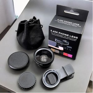 80factory 휴대폰 광각렌즈 0.45x + 15x 마이크로미터, 1개, 블랙