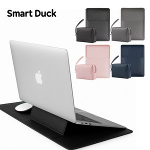 스마트덕 노트북 파우치 거치대 겸용 맥북 LG그램 삼성 가방 케이스, 심플블랙