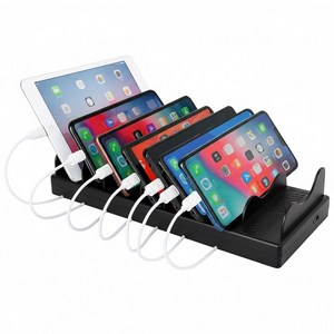 팝폰 7포트 확장가능 테이블오더 타워형 업소용 초고속 멀티충전기 TC71, TC71 블랙, 1개