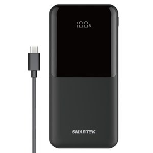 스마텍 LED 3포트 여행용 고속 충전 보조배터리 20000mAh 케이블, 블랙, STPB-QB2