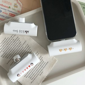 GTrend 커스텀 무료각인 주문제작 휴대용 미니 도킹형 C타입 8핀 보조배터리 5000mAh 거치대 출장 여행용