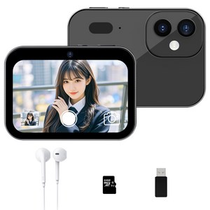 RUNHome 미니 4K 디지털 카메라 전후방 듀얼6400W 픽셀 카메라 PC 카메라 64GB