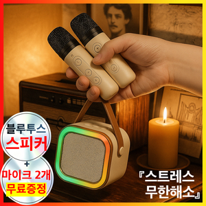 휴대용 스피커 블루투스 마이크 무선 노래방 기계 세트, 밀크베이지