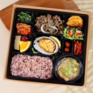 명품 도시락 1호 세트 (외피PP,칸뚜껑) 도시락 외피 일회용 도시락 덮밥 샌드위치 배달 포장박스