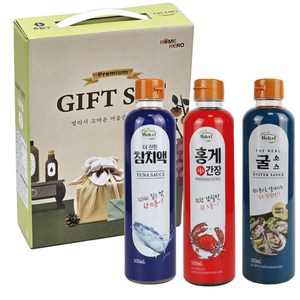 1만원 이하 명절선물세트 홈히어로 스페셜1호 (참치액 500ml+홍게간장 500ml+굴소스 500ml)