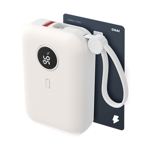 바우아토 난연 PD 22.5W 고속 입출력 케이블 일체형 미니 보조배터리 10000mah, 아이보리