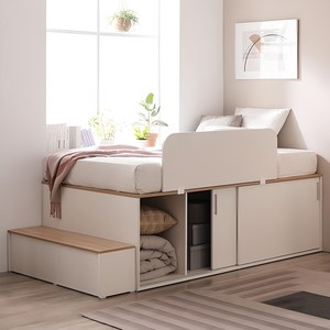 삼익가구 테리 슬라이딩 높은 수납 벙커 침대 빅수납 침대 세트 (안전가드+계단포함)