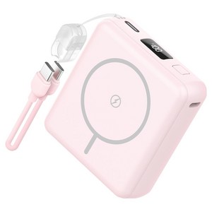 스마텍 미니 맥세이프 보조배터리 10000mAh + C타입 to C타입 스트랩 케이블 세트