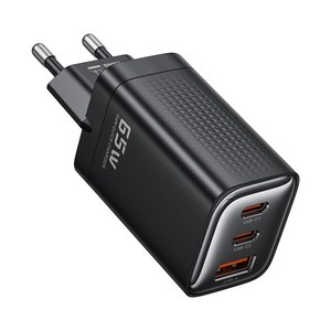 Toocki GaN PPS PD 65W 2C1A 3포트 초고속 멀티충전기, 1개, 블랙
