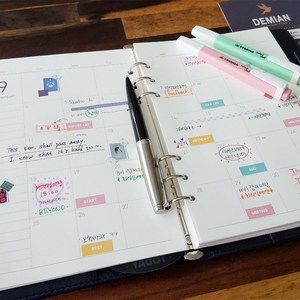 이니셜스 다이어리 6공 리필 속지 / 25절 32절 40절 A5 B6 먼슬리 위클리 노트식 이틀식 방안 무지 드로잉 고객관리 CRM 노트