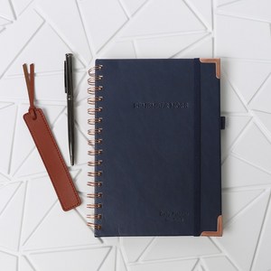 비오파파 만년 데일리 업무용 가죽 스프링 수첩 다이어리, 1개, 네이비