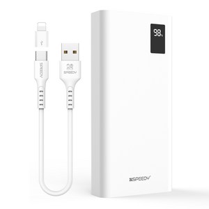 스피디 슬림핏 PD 20W 고속충전 보조배터리 20000mAh 멀티단자 + 20W C타입 케이블, 화이트, SPE-B2PA20DPQ(C타입)