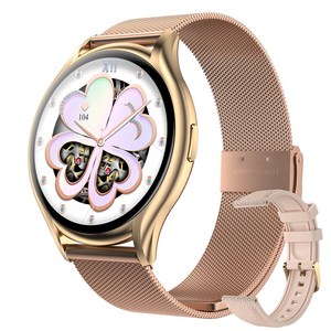 Wapik 블루투스 통화 스마트워치 Y2 AMOLED 초슬림 패션시계, GPS + 블루투스, 3.6cm, 골드