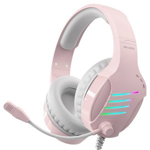 아이리버 노이즈 캔슬링 마이크 레인보우 LED USB 게이밍 헤드셋, EQwear-G7H, 핑크