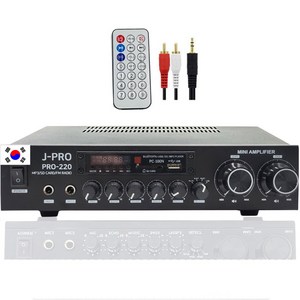 J-PRO 국산앰프 PRO-220 2채널 220W 블루투스 카페 업소용 매장용 앰프+리모콘+PC선 1.5M 포함