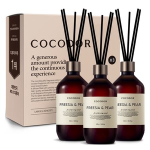코코도르 프리미엄 디퓨저 + 섬유스틱 7p, 프리지아앤페어, 500ml, 3개