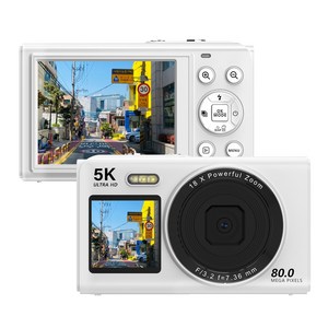 RUNHome 하이엔드 WiFi 디지털 카메라 8000W 픽셀 여행용 인생+128G메모리카드, 화이트