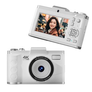 RUNHome 하이엔드 디지털 카메라 6400W 픽셀 여행용 인생+64G메모리카드, 화이트