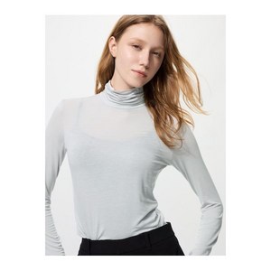 유니클로 여성용 목티 히트텍 방한 겨울 따뜻한 울트라 라이트 경량 가벼운 터틀넥 티셔츠