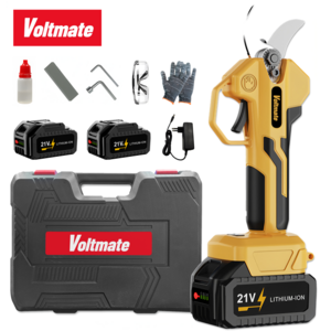 국내발송 VoltMate 독일 21V BLDC 무선 충전식 가위 리튬배터리 전동 가위 다기능 전지가위 4.0ah 전력량 표시 4000mAh 배터리 2개 세트, 1세트