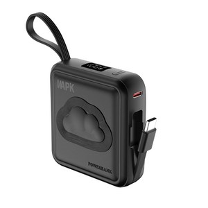 와피크 초소형 미니 보조배터리 M2 10000mAh 기내반입 잔량표시 내장케이블