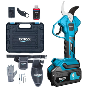 엑시툴 전동 충전 전지가위 40mm 6.0AH배터리 무선 전기 충전식 전정 고지 가지치기