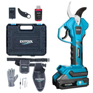 엑시툴 전동 충전 전지가위 40mm 2.0AH배터리 무선 전기 충전식 전정 고지 가지치기