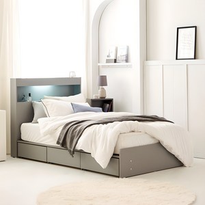 동서가구 이즈 카이 LED 1단 3서랍 수납침대 프레임 + 본넬 양면 매트리스 세트 방문설치