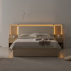 국내제작 친환경등급 EO 인홈 디데이 LED 3구 볼레일 서랍 침대 프레임+7존 독립 매트리스 포함